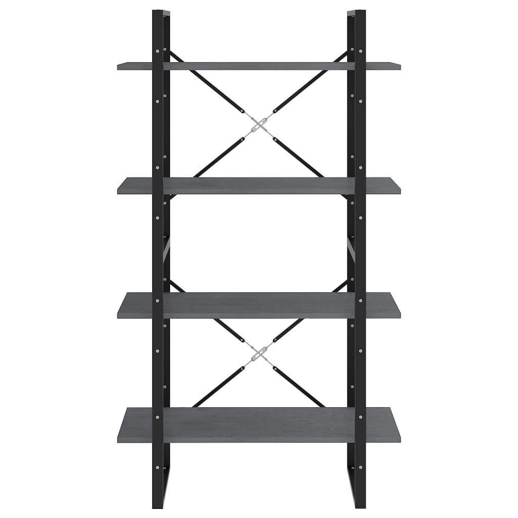 Bibliothèque à 4 niveaux Gris 80x30x140 cm Bois de pin massif - XIOS