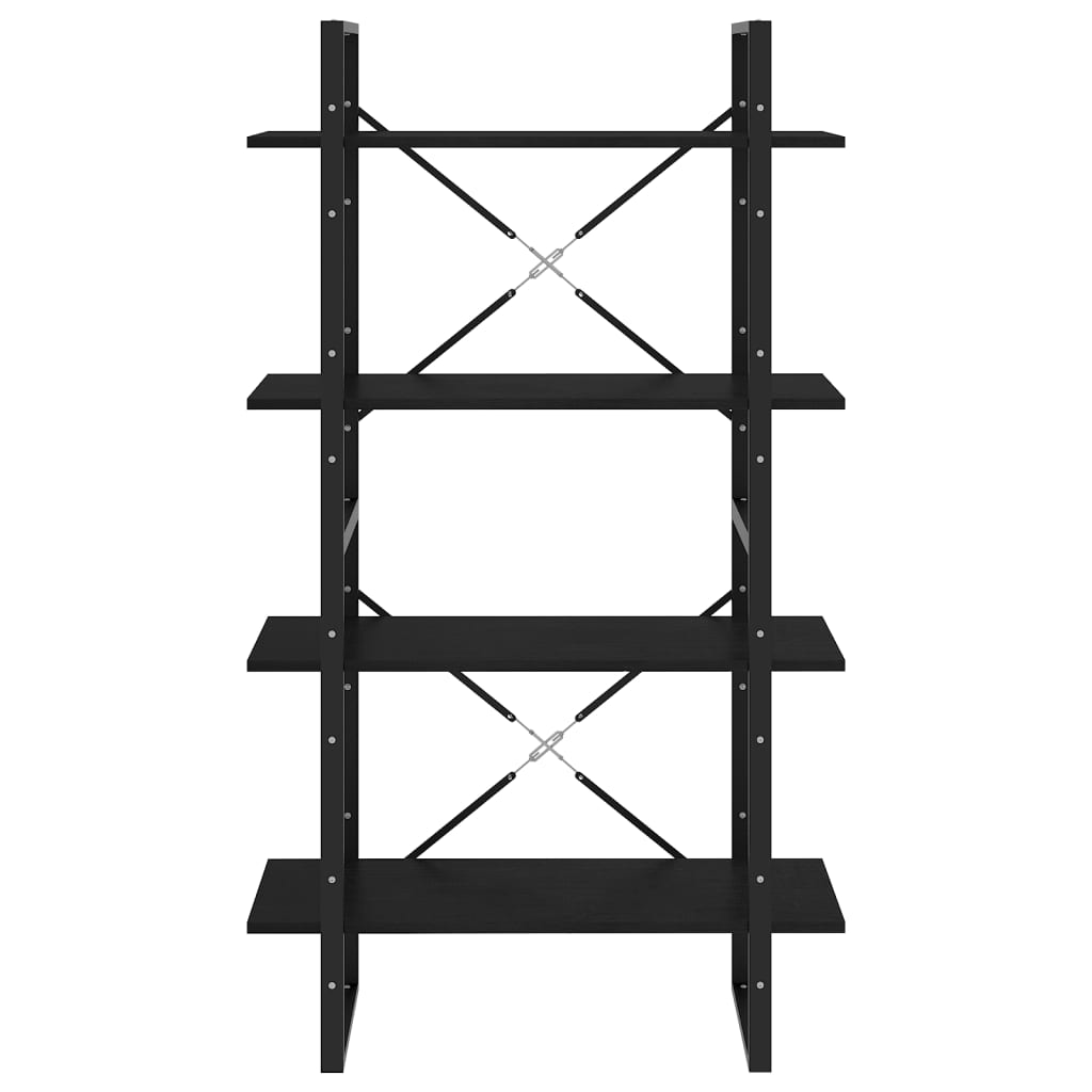 Bibliothèque à 4 niveaux Noir 80x30x140 cm Bois de pin massif - XIOS