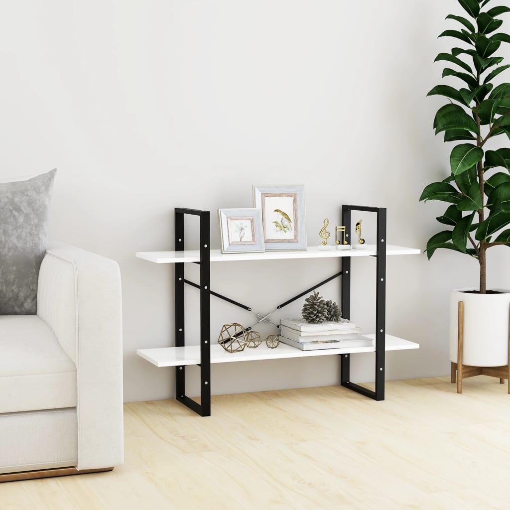 Bibliothèque à 2 niveaux blanc 100x30x70 cm bois d'ingénierie - XIOS