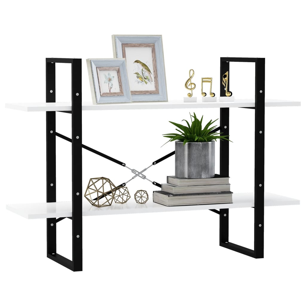 Bibliothèque à 2 niveaux blanc 100x30x70 cm bois d'ingénierie - XIOS