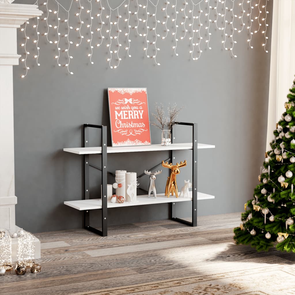 Bibliothèque à 2 niveaux blanc 100x30x70 cm bois d'ingénierie - XIOS