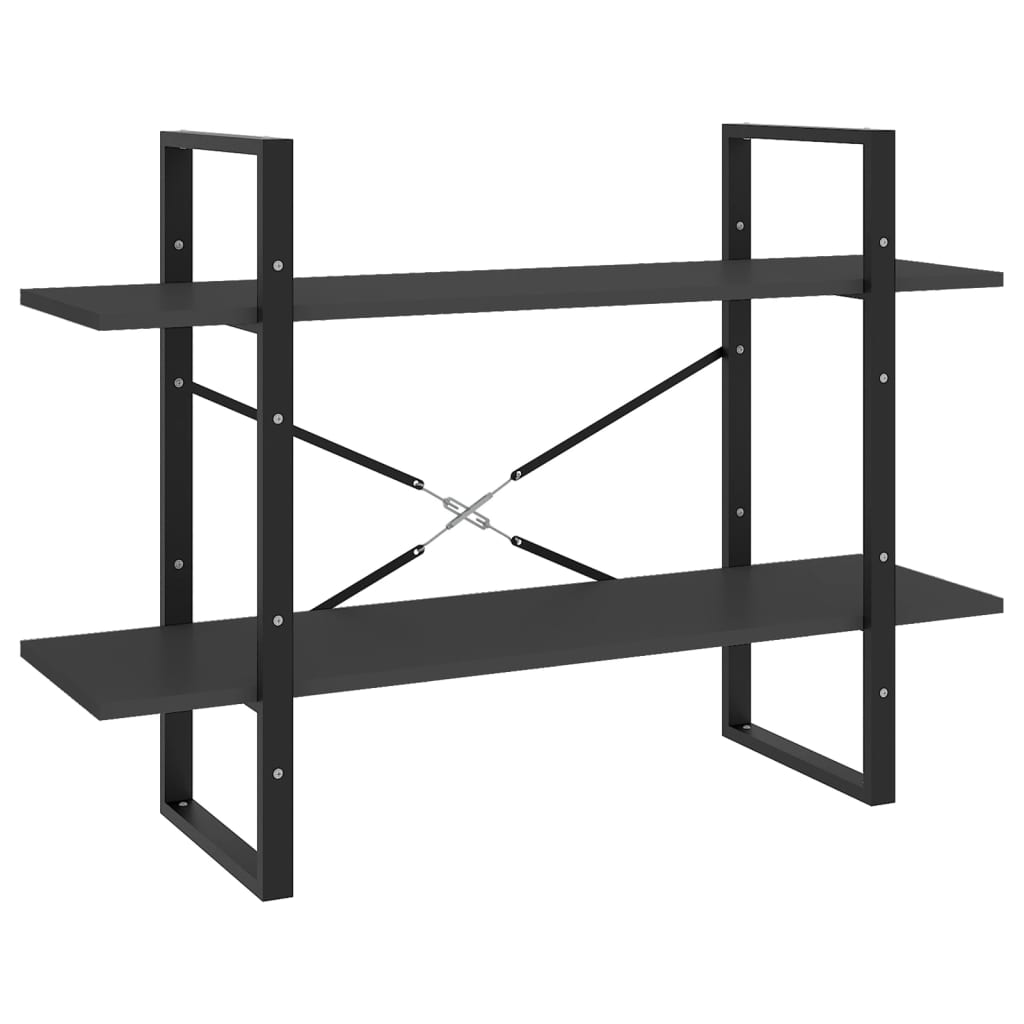 Bibliothèque à 2 niveaux gris 100x30x70 cm bois d'ingénierie - XIOS