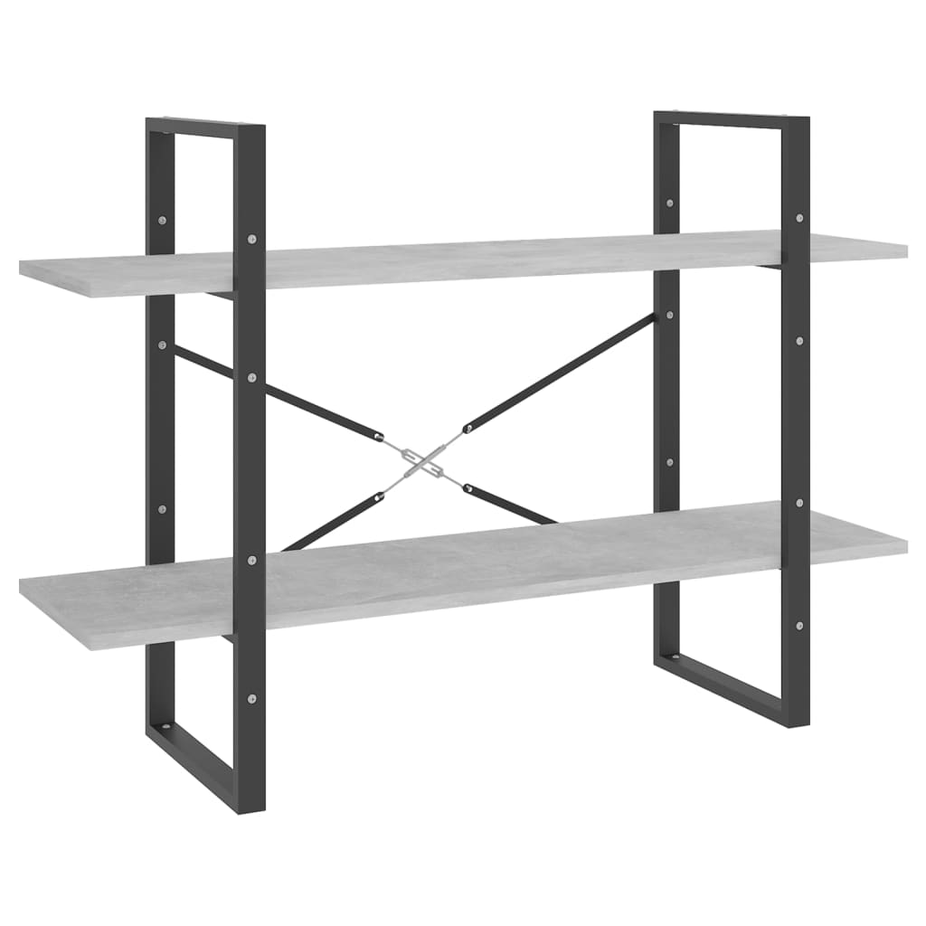 Bibliothèque à 2 niveaux gris béton 100x30x70cm bois ingénierie - XIOS