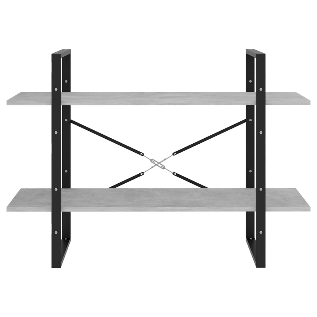 Bibliothèque à 2 niveaux gris béton 100x30x70cm bois ingénierie - XIOS