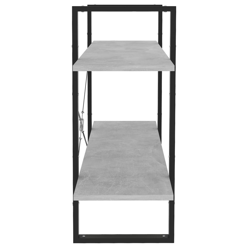 Bibliothèque à 2 niveaux gris béton 100x30x70cm bois ingénierie - XIOS