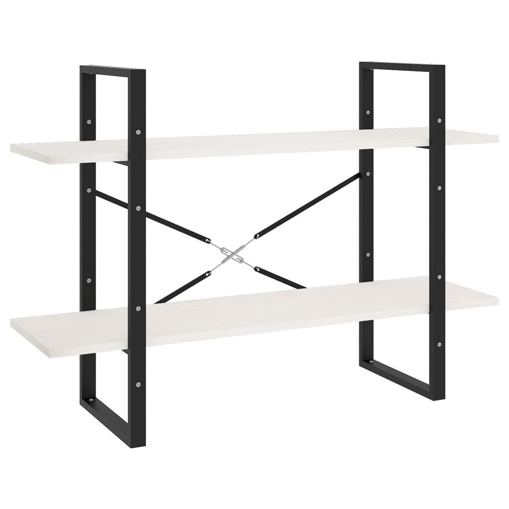 Bibliothèque à 2 niveaux Blanc 100x30x70 cm Bois de pin massif - XIOS