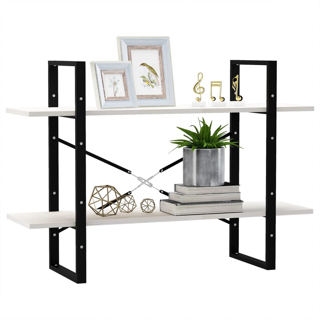 Bibliothèque à 2 niveaux Blanc 100x30x70 cm Bois de pin massif - XIOS