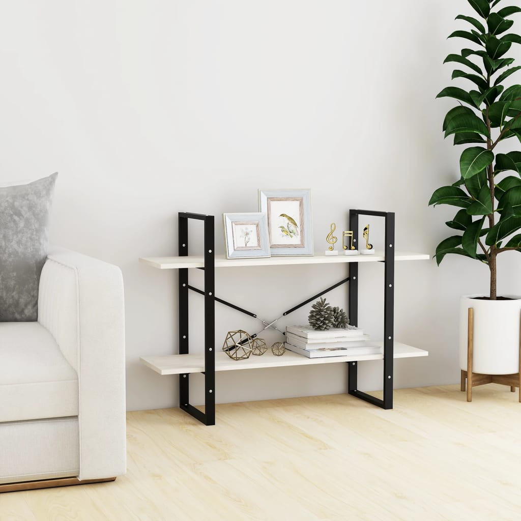 Bibliothèque à 2 niveaux Blanc 100x30x70 cm Bois de pin massif - XIOS