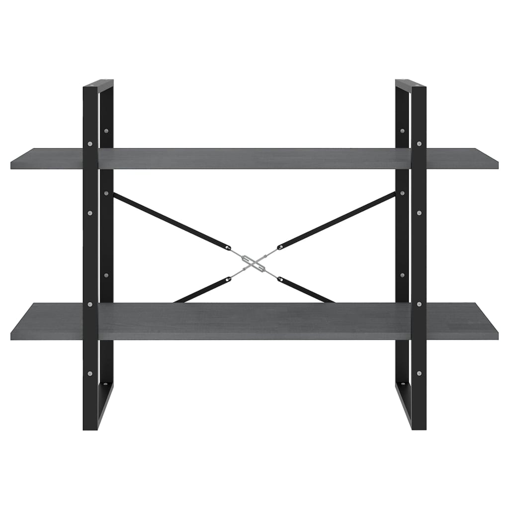 Bibliothèque à 2 niveaux Gris 100x30x70 cm Bois de pin massif - XIOS