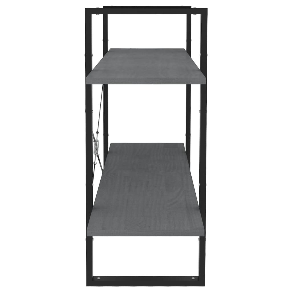 Bibliothèque à 2 niveaux Gris 100x30x70 cm Bois de pin massif - XIOS