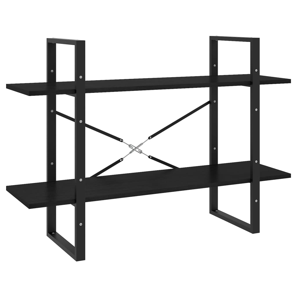 Bibliothèque à 2 niveaux Noir 100x30x70 cm Bois de pin massif - XIOS