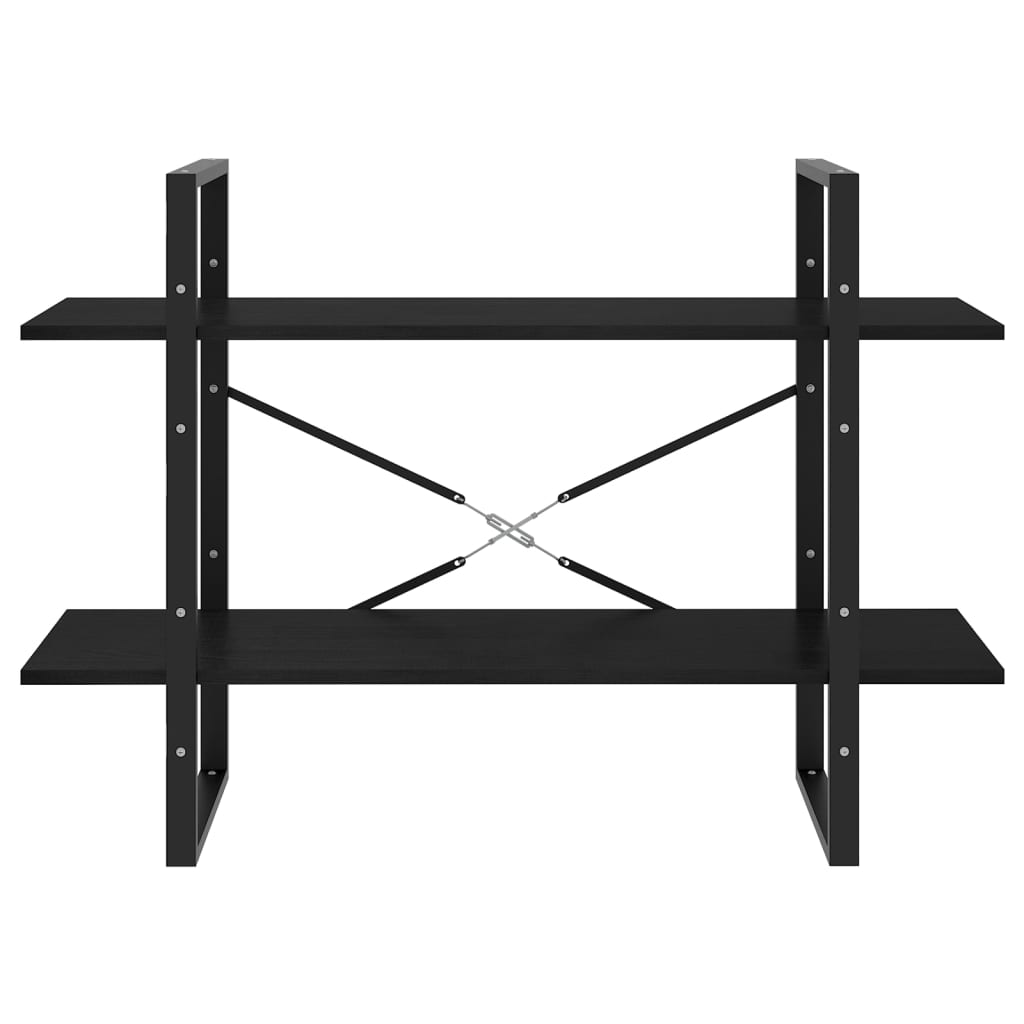 Bibliothèque à 2 niveaux Noir 100x30x70 cm Bois de pin massif - XIOS