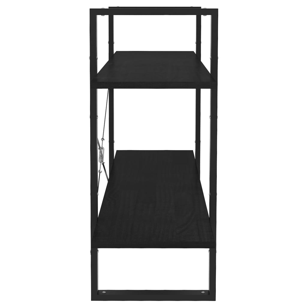 Bibliothèque à 2 niveaux Noir 100x30x70 cm Bois de pin massif - XIOS