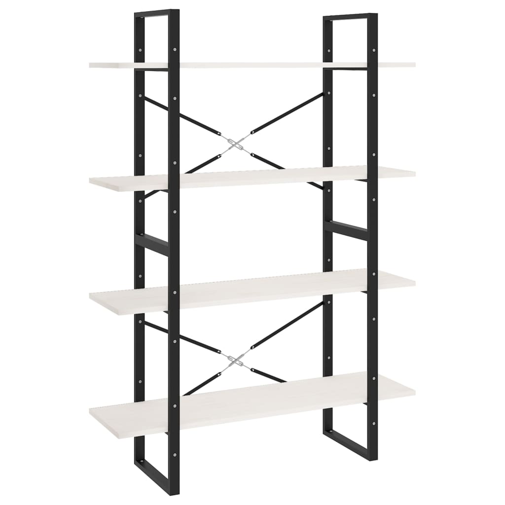 Bibliothèque à 4 niveaux Blanc 100x30x140 cm Bois de pin massif - XIOS