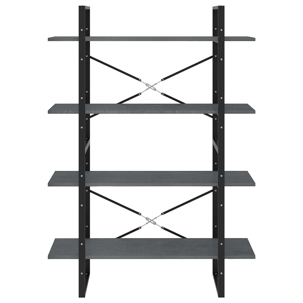 Bibliothèque à 4 niveaux Gris 100x30x140 cm Bois de pin massif - XIOS