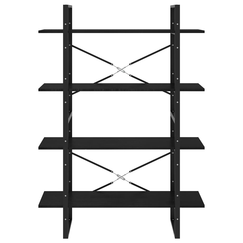 Bibliothèque à 4 niveaux Noir 100x30x140 cm Bois de pin massif - XIOS