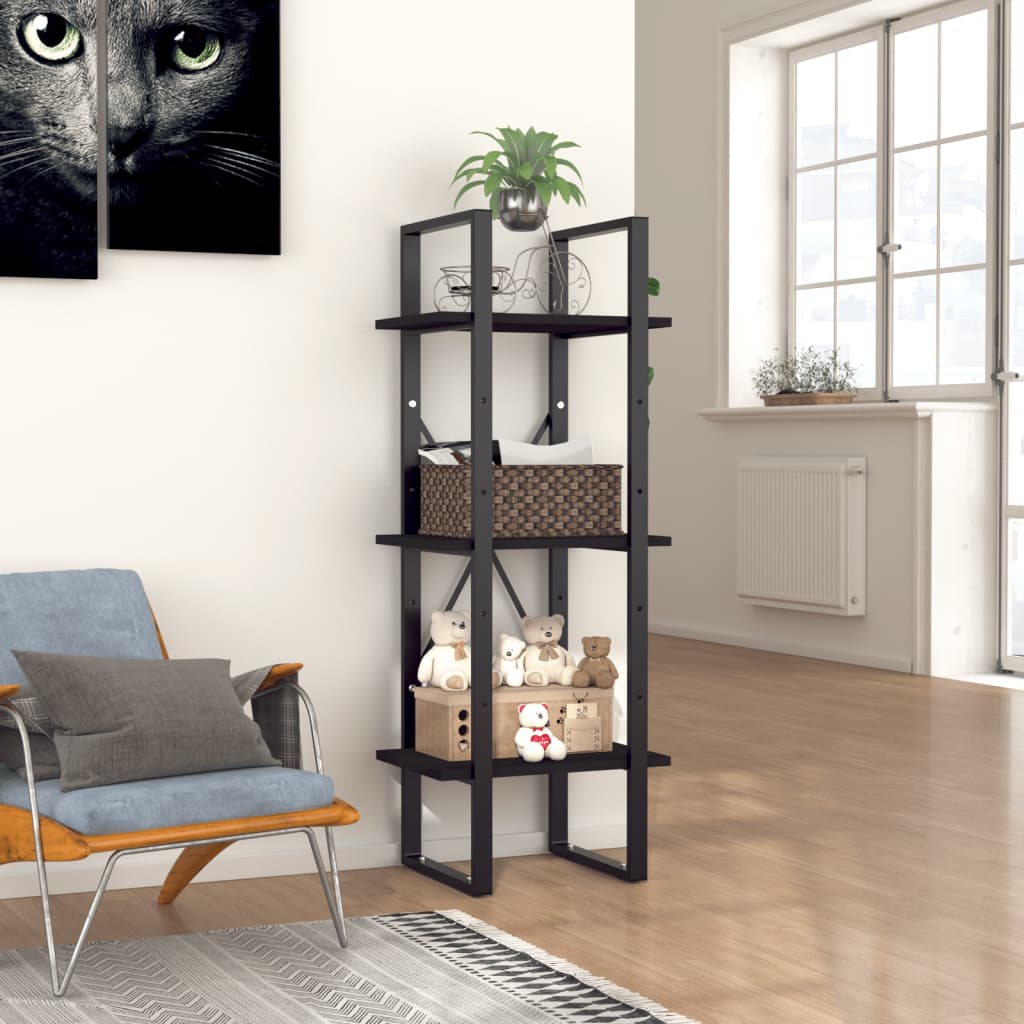 Bibliothèque à 3 niveaux noir 40x30x105 cm bois d'ingénierie - XIOS