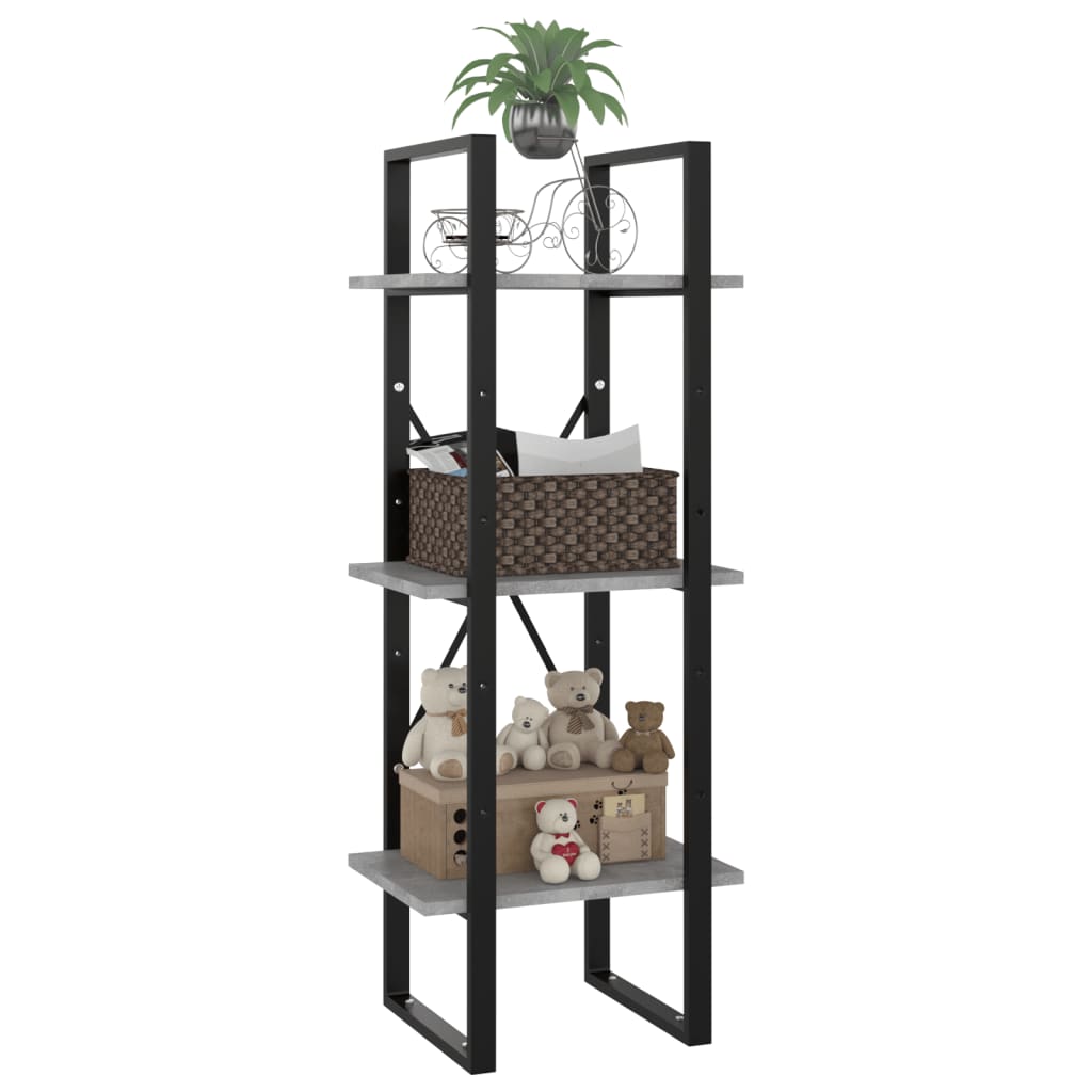 Bibliothèque à 3 niveaux gris béton 40x30x105cm bois ingénierie - XIOS