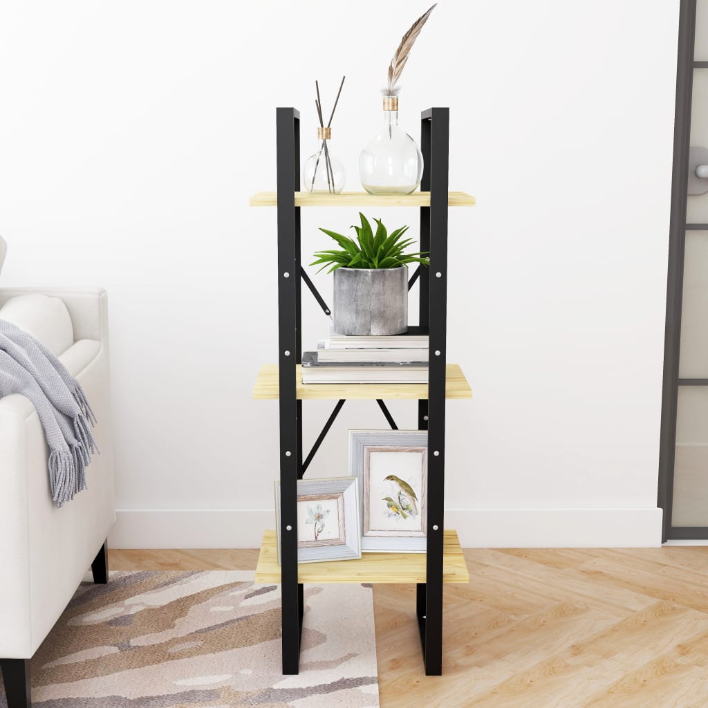 Bibliothèque à 3 niveaux 40x30x105 cm Bois de pin massif - XIOS