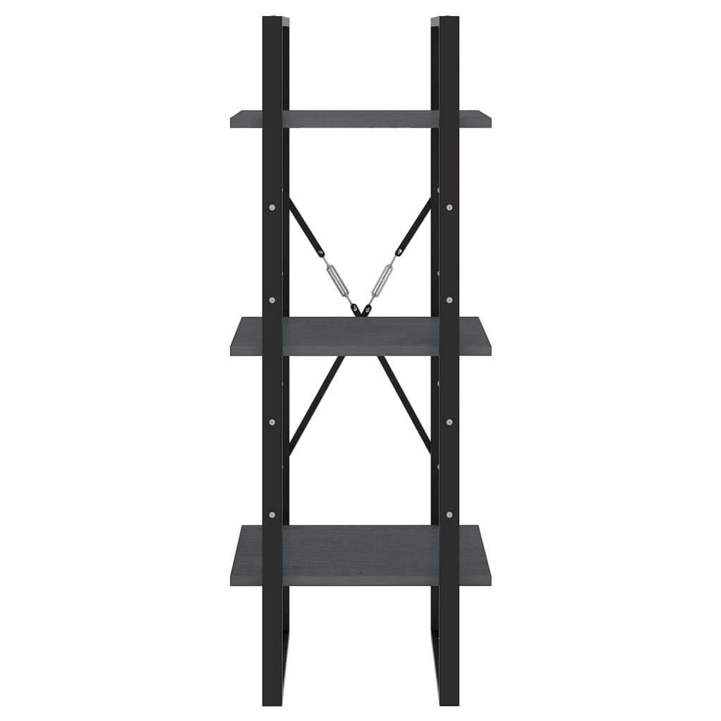 Bibliothèque à 3 niveaux Gris 40x30x105 cm Bois de pin massif - XIOS