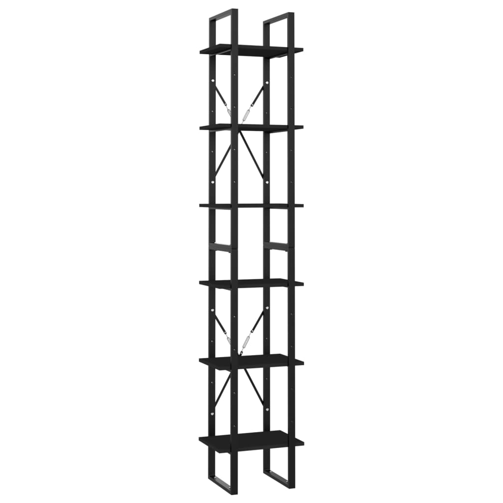 Bibliothèque à 6 niveaux noir 40x30x210 cm bois ingénierie - XIOS