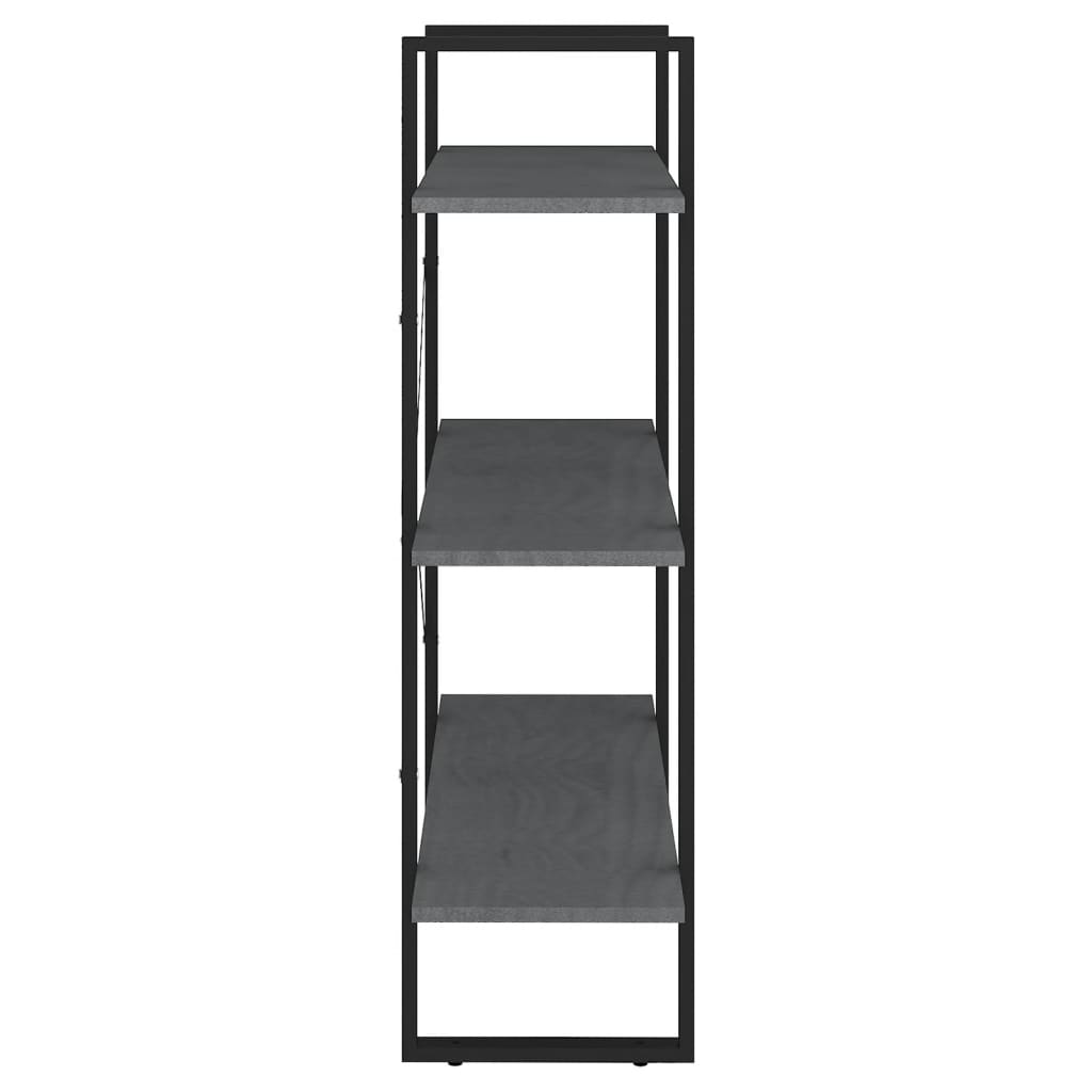 Bibliothèque à 3 niveaux Gris 80x30x105 cm Bois de pin massif - XIOS