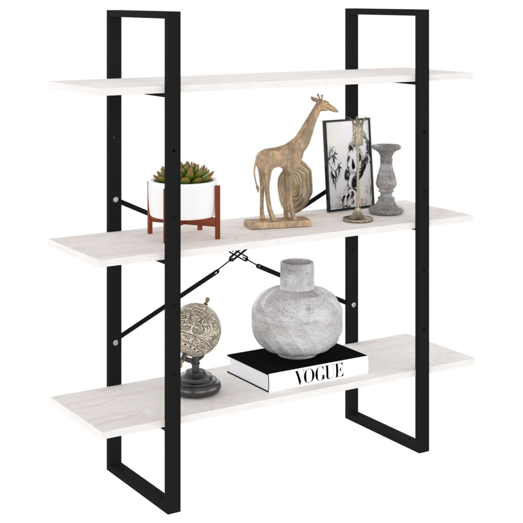 Bibliothèque à 3 niveaux Blanc 100x30x105 cm Bois de pin massif - XIOS