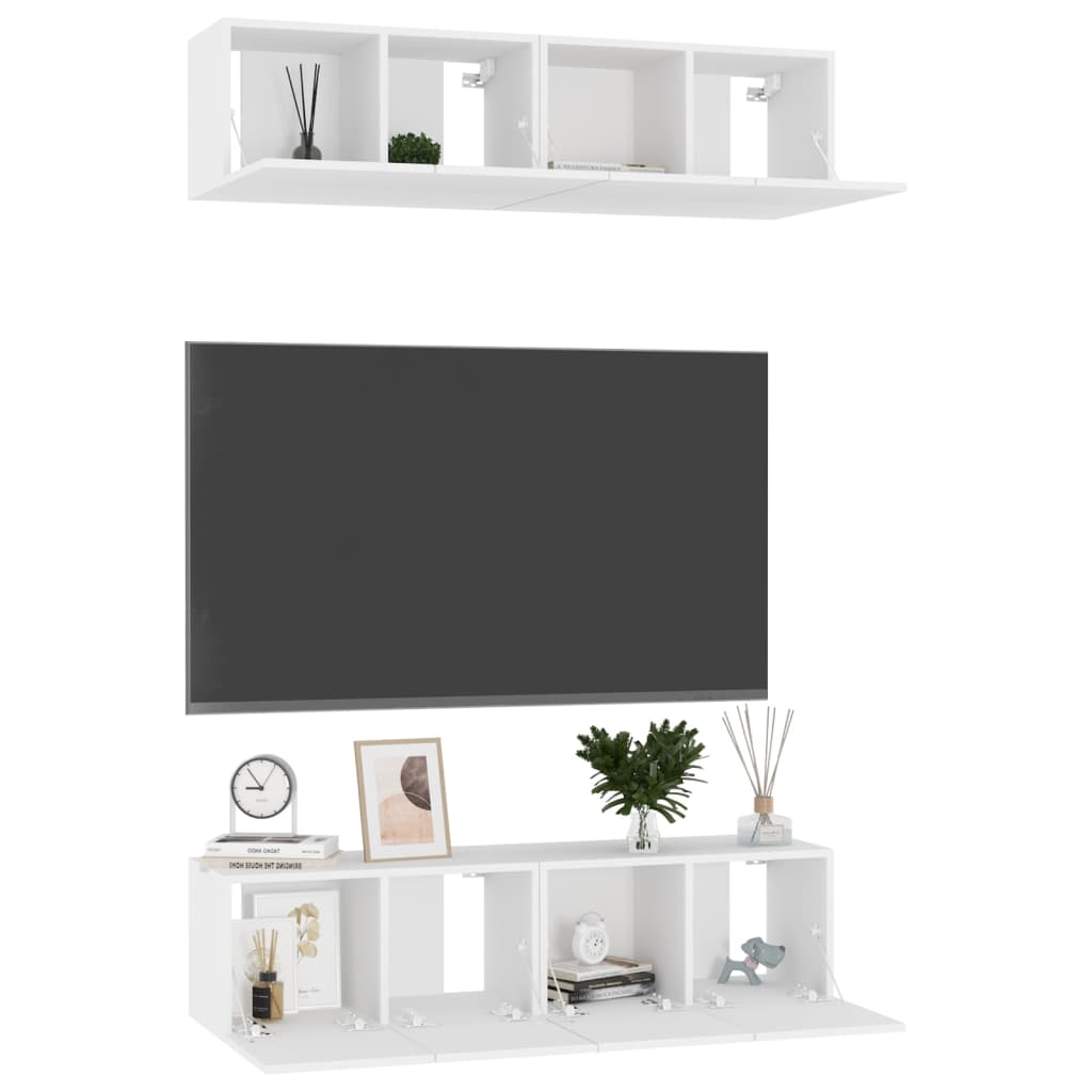 Meubles TV 4 pcs Blanc 60x30x30 cm Bois d'ingénierie - XIOS