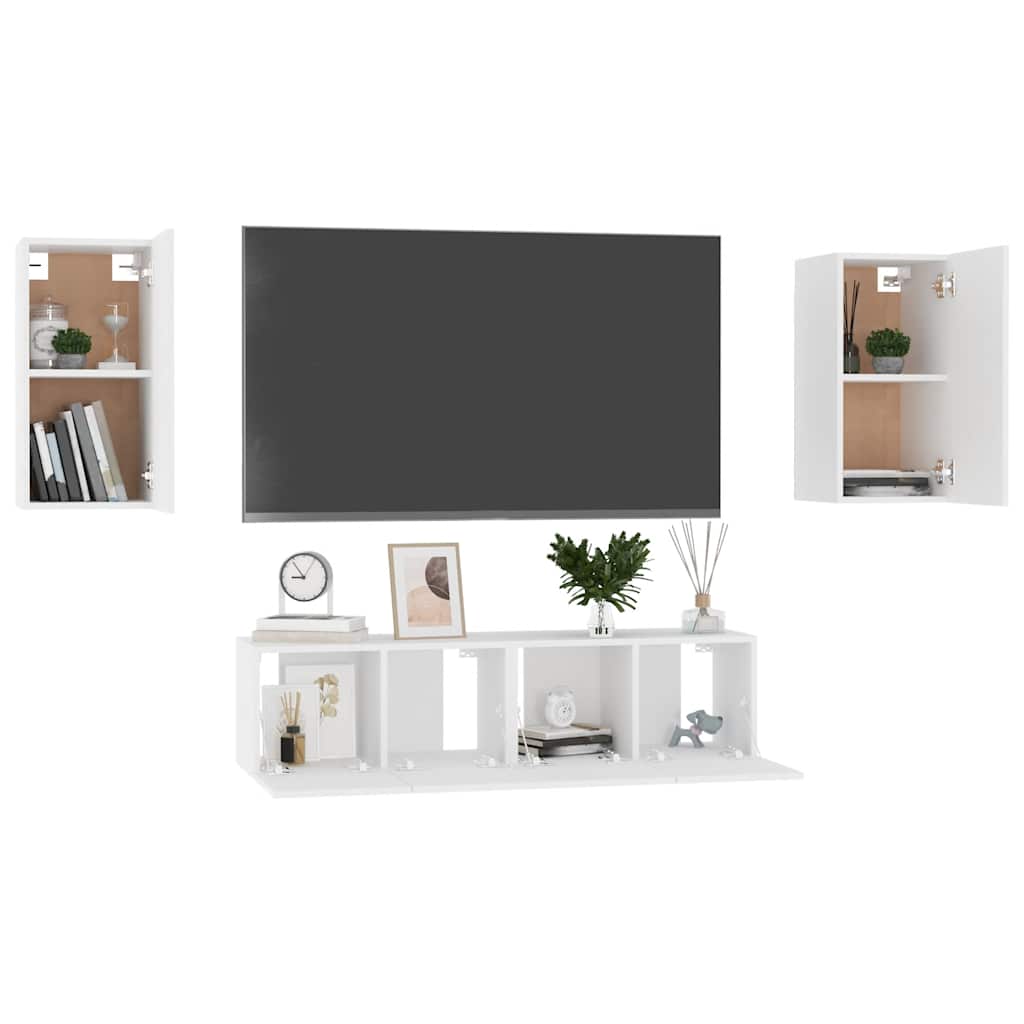 Ensemble de meubles TV 4 pcs Blanc Bois d'ingénierie