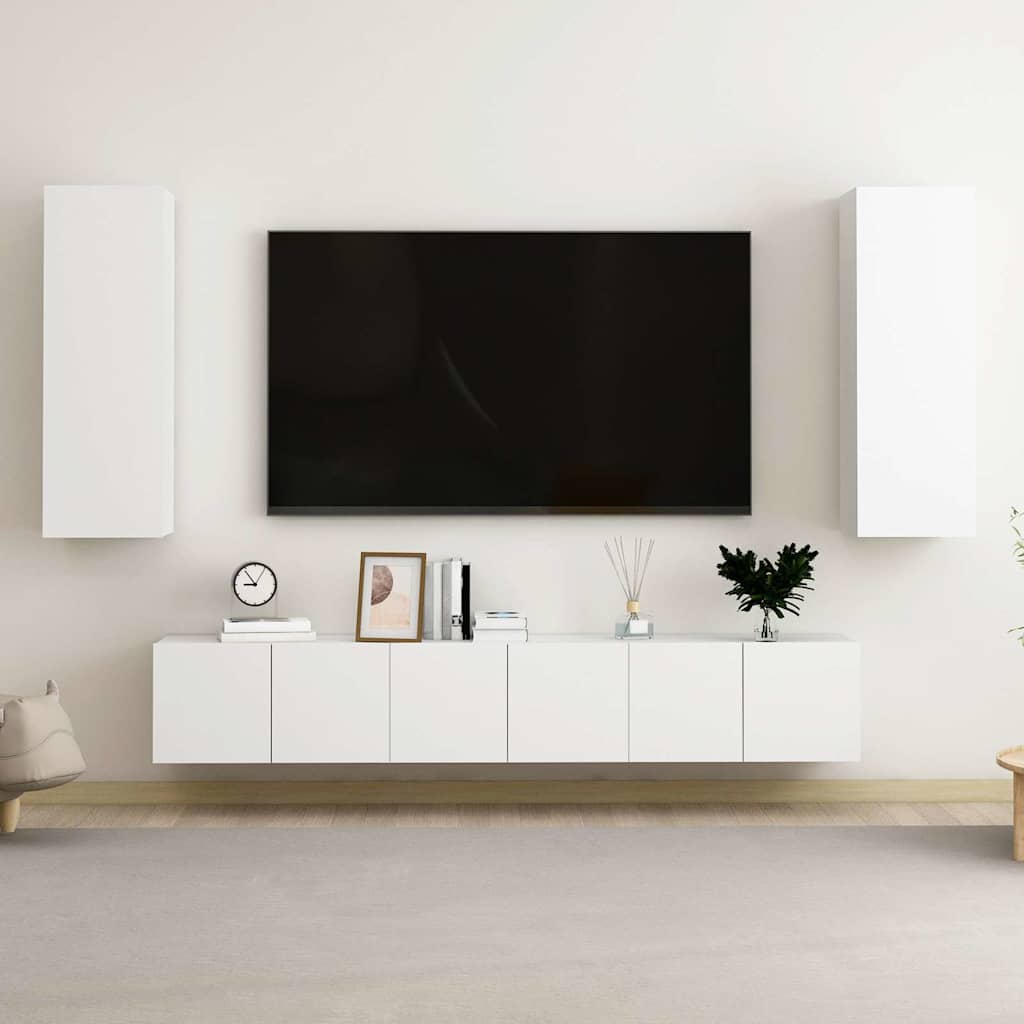 Ensemble de meubles TV 5 pcs Blanc Bois d'ingénierie