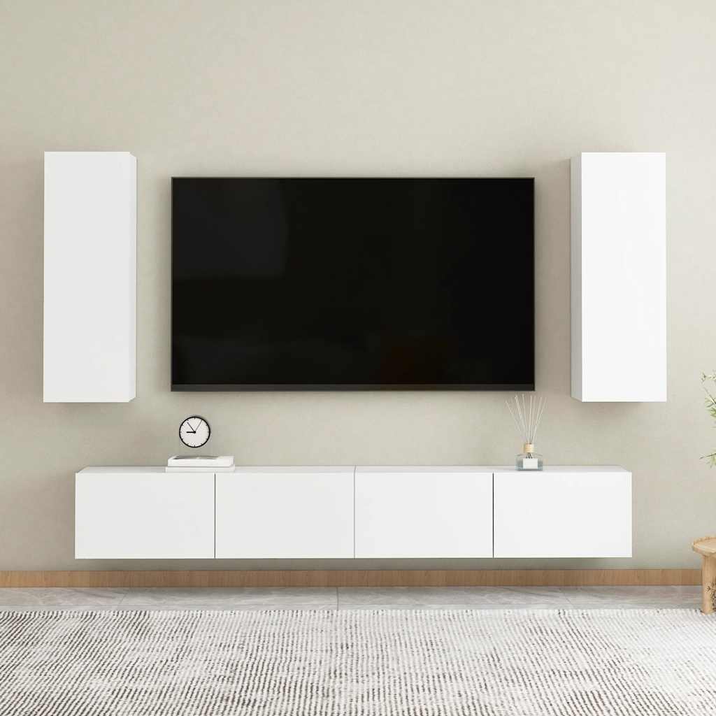 Ensemble de meubles TV 4 pcs Blanc Bois d'ingénierie - XIOS