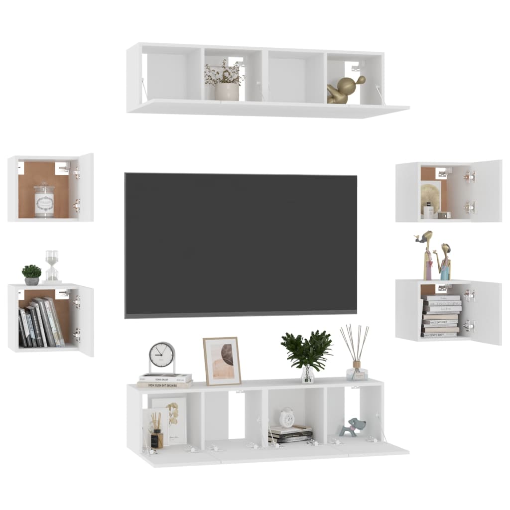 Ensemble de meubles TV 8 pcs Blanc Bois d'ingénierie - XIOS