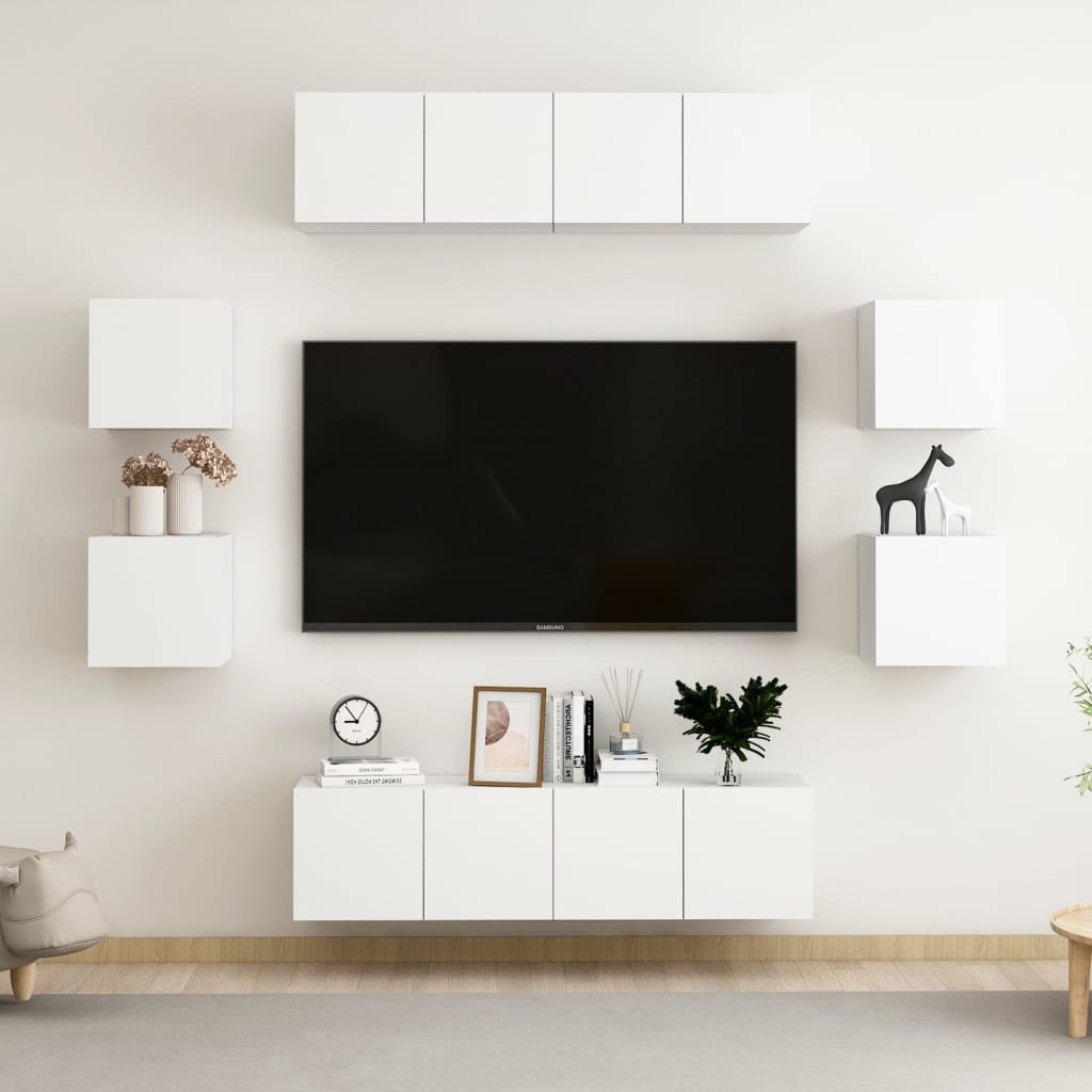 Ensemble de meubles TV 8 pcs Blanc Bois d'ingénierie - XIOS