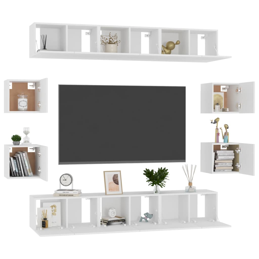 Ensemble de meubles TV 10 pcs Blanc Bois d'ingénierie - XIOS