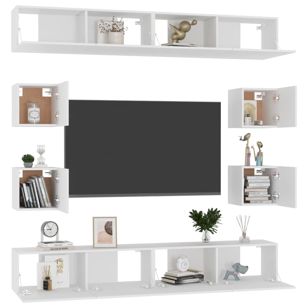 Ensemble de meubles TV 8 pcs Blanc Bois d'ingénierie - XIOS