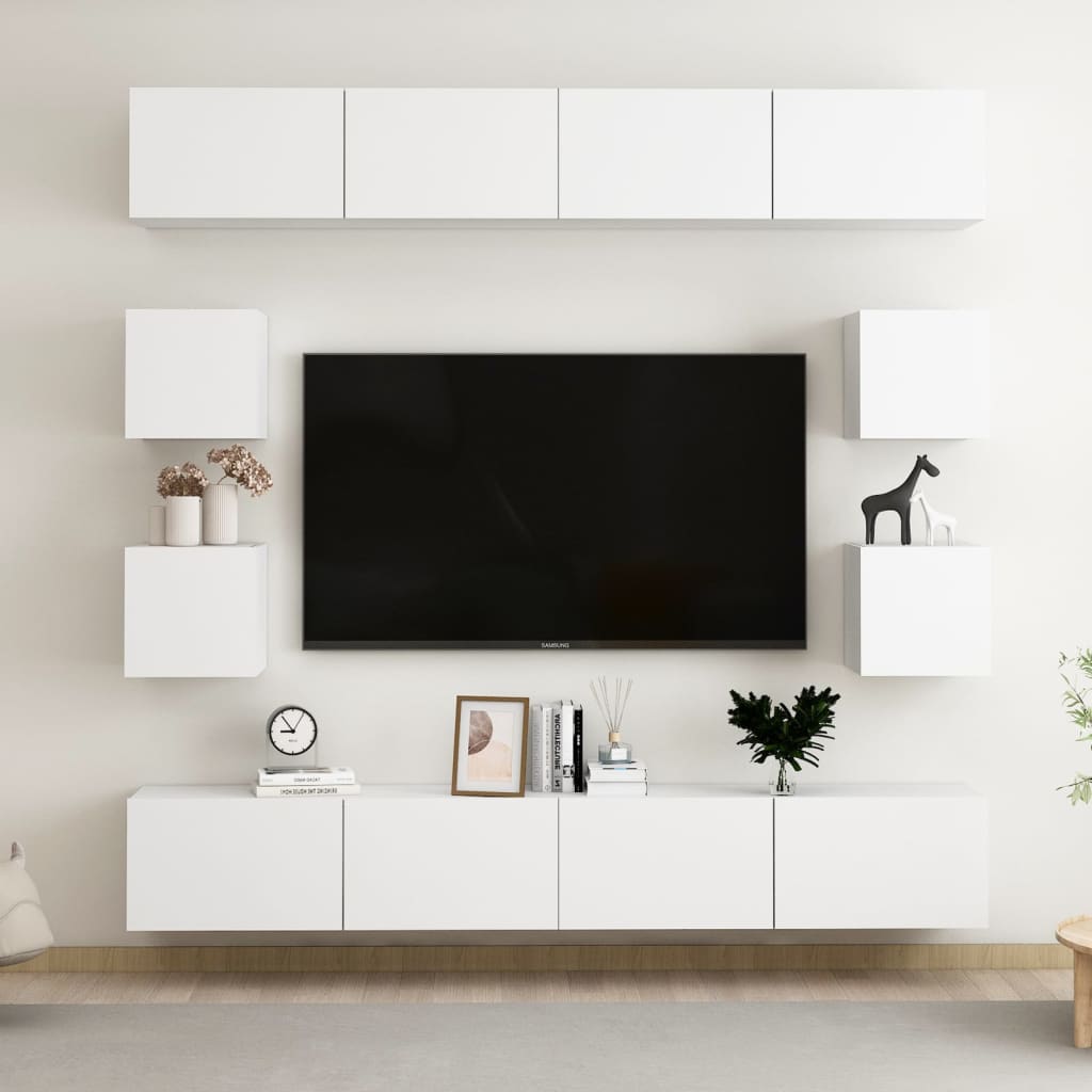 Ensemble de meubles TV 8 pcs Blanc Bois d'ingénierie - XIOS