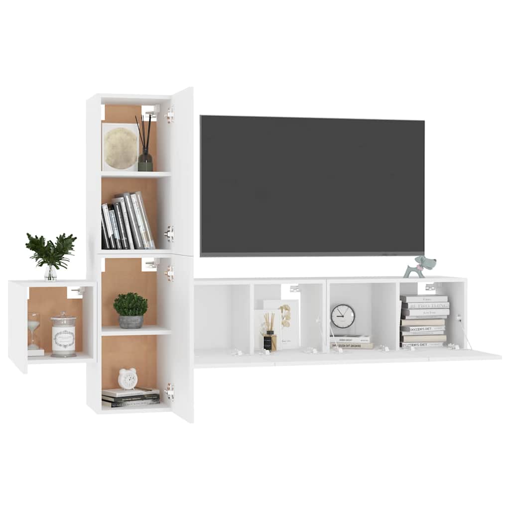 Ensemble de meubles TV 5 pcs Blanc Bois d'ingénierie