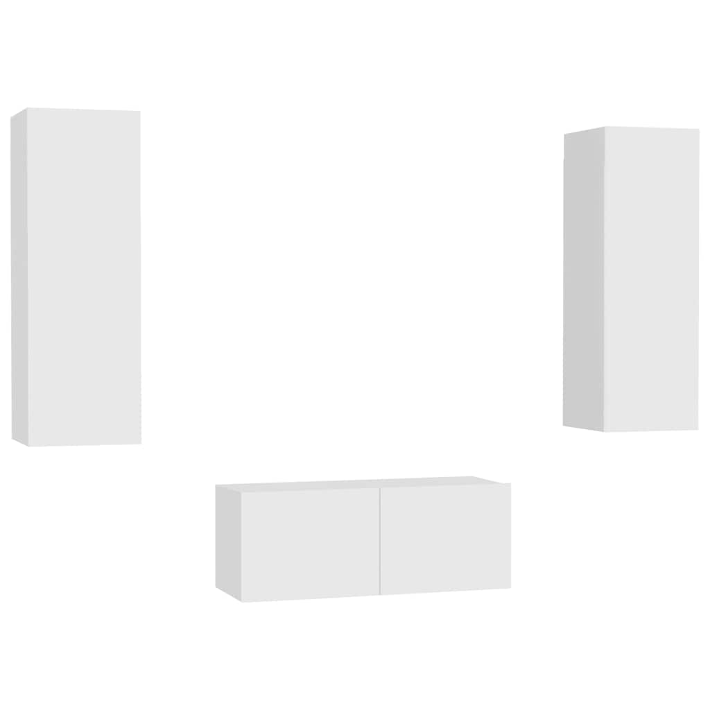 Ensemble de meubles TV 3 pcs Blanc Bois d'ingénierie - XIOS