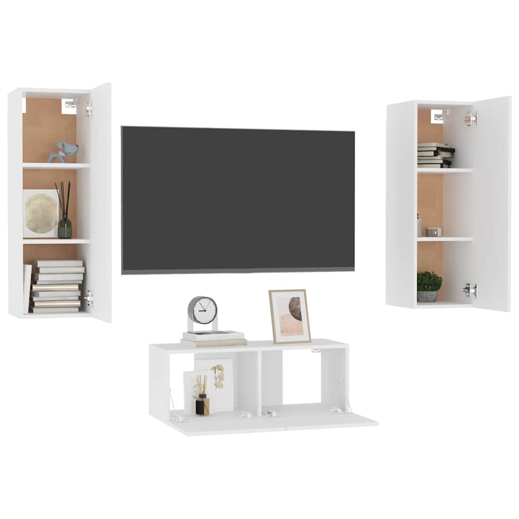Ensemble de meubles TV 3 pcs Blanc Bois d'ingénierie - XIOS