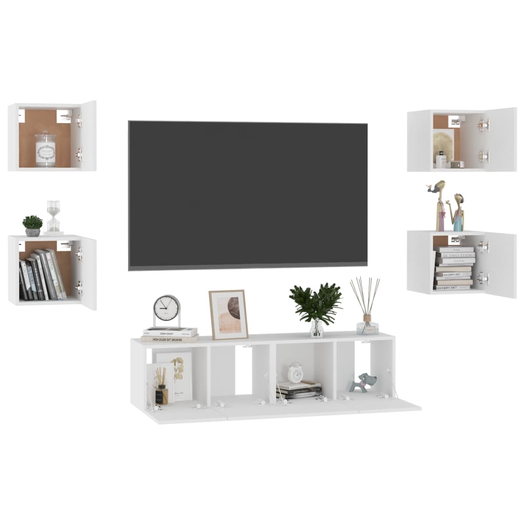 Ensemble de meubles TV 6 pcs Blanc Bois d'ingénierie - XIOS