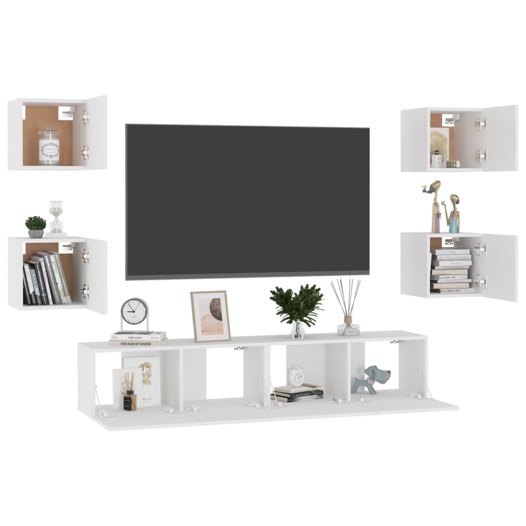 Ensemble de meubles TV 6 pcs Blanc Bois d'ingénierie - XIOS