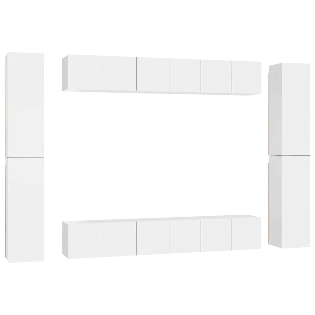 Ensemble de meubles TV 10 pcs Blanc Bois d'ingénierie