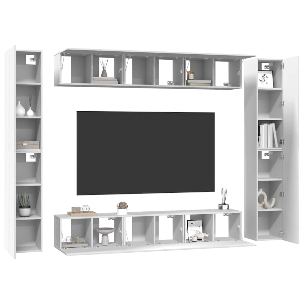 Ensemble de meubles TV 10 pcs Blanc Bois d'ingénierie
