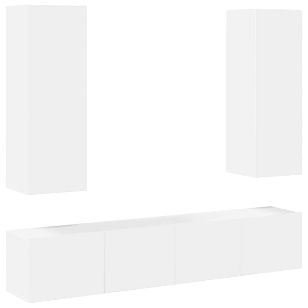 Ensemble de meubles TV 4 pcs Blanc Bois d'ingénierie
