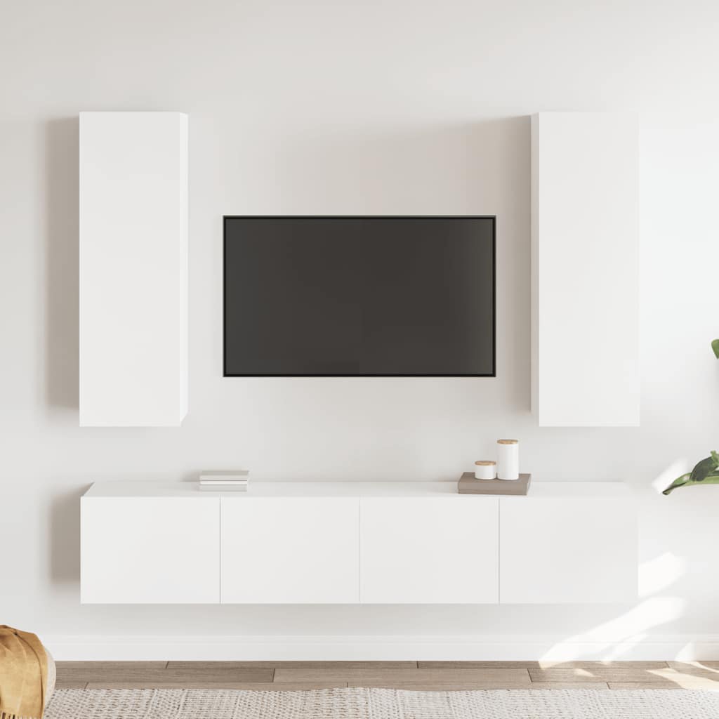 Ensemble de meubles TV 4 pcs Blanc Bois d'ingénierie