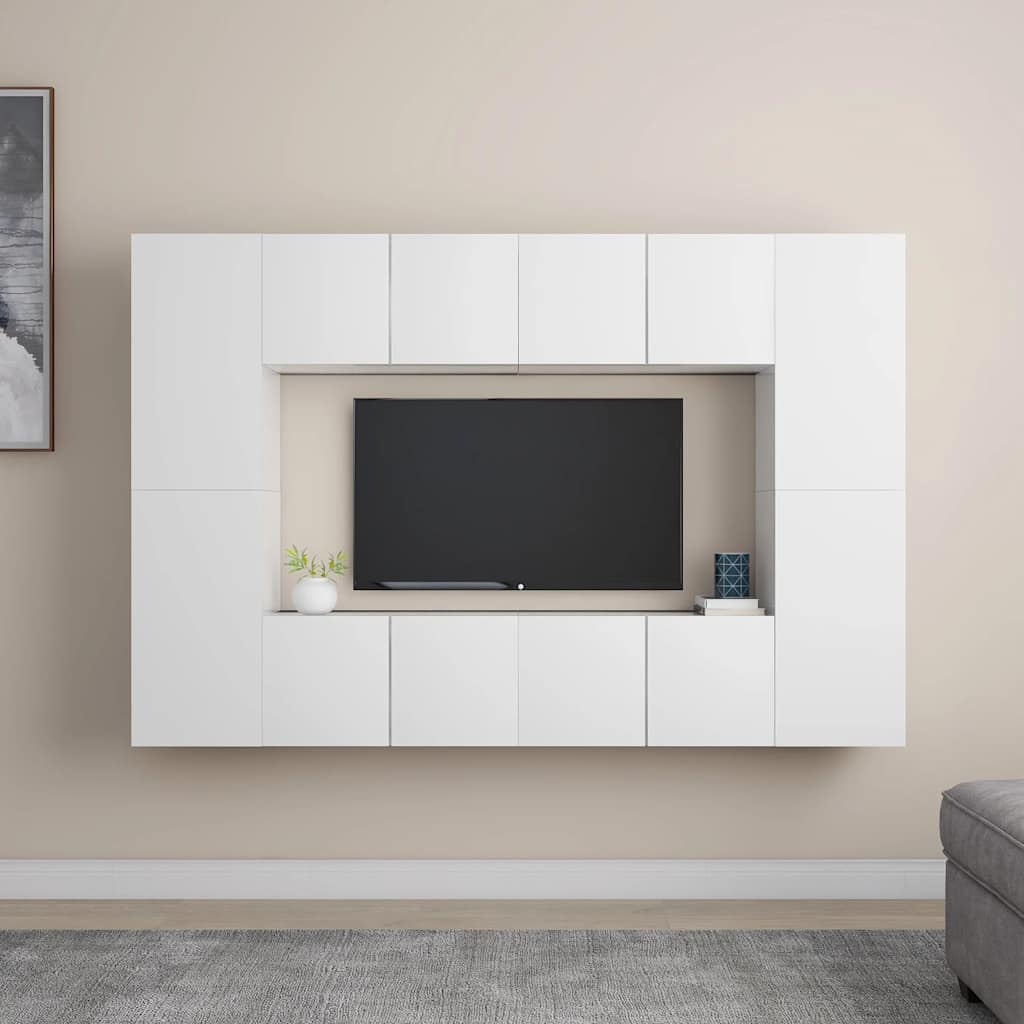 Ensemble de meubles TV 8 pcs Blanc Bois d'ingénierie