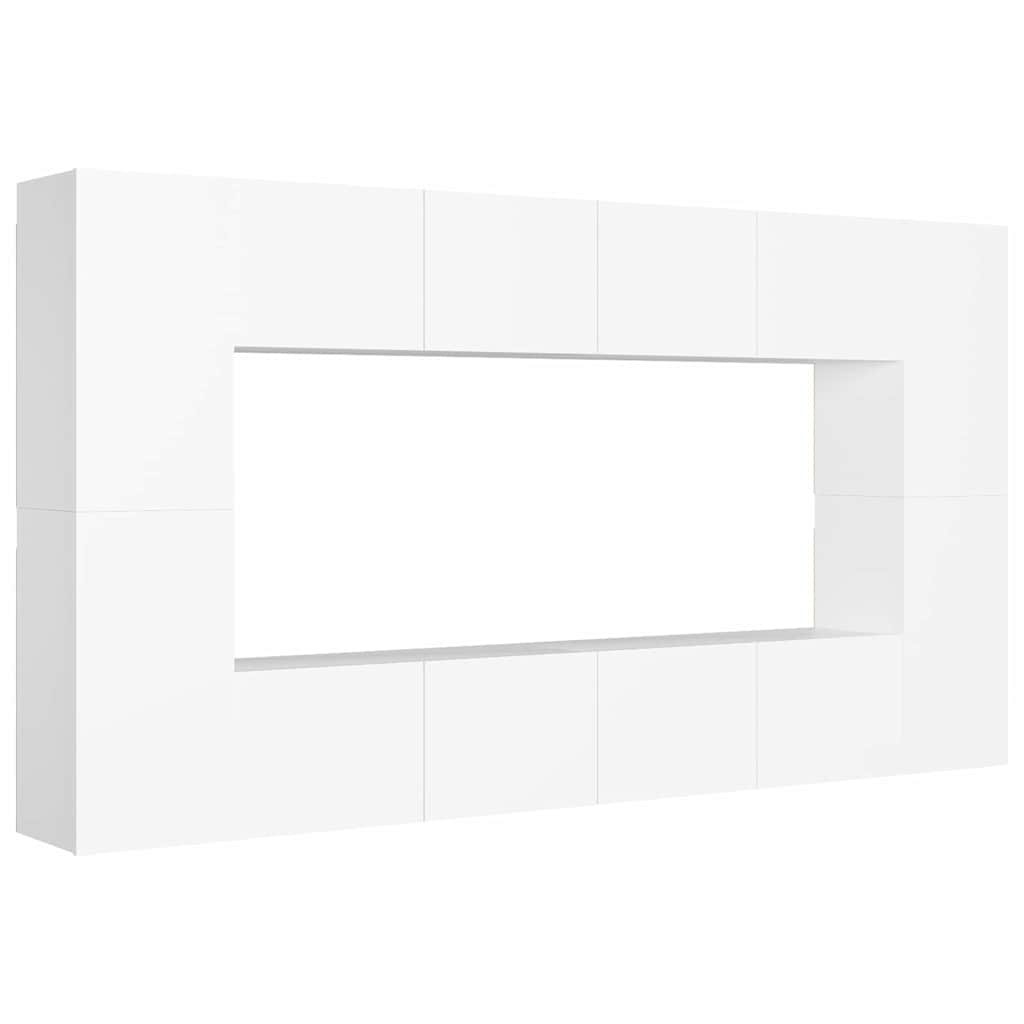 Ensemble de meubles TV 8 pcs Blanc Bois d'ingénierie