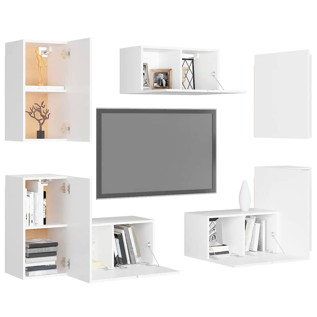 Ensemble de meubles TV 7 pcs Blanc Bois d'ingénierie - XIOS