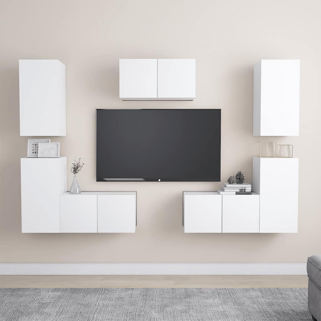 Ensemble de meubles TV 7 pcs Blanc Bois d'ingénierie - XIOS