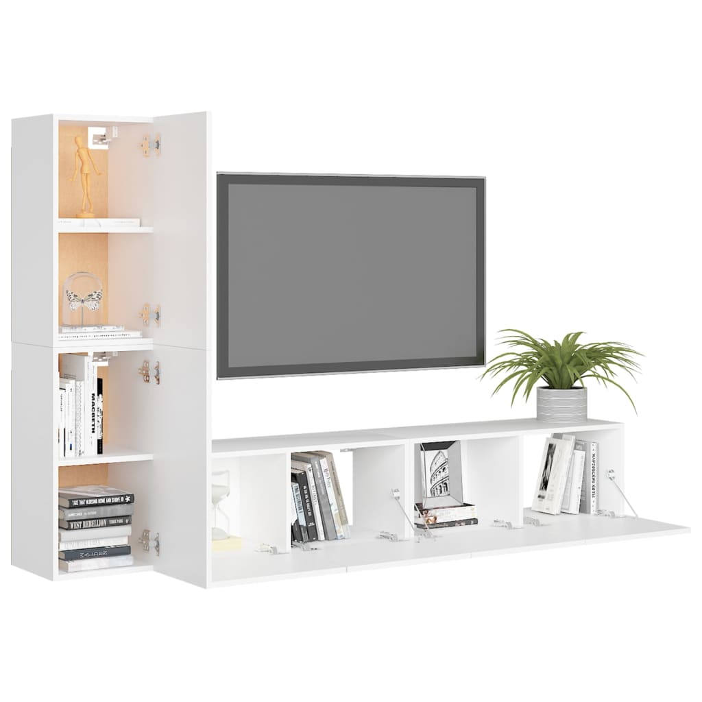 Ensemble de meubles TV 4 pcs Blanc Bois d'ingénierie - XIOS